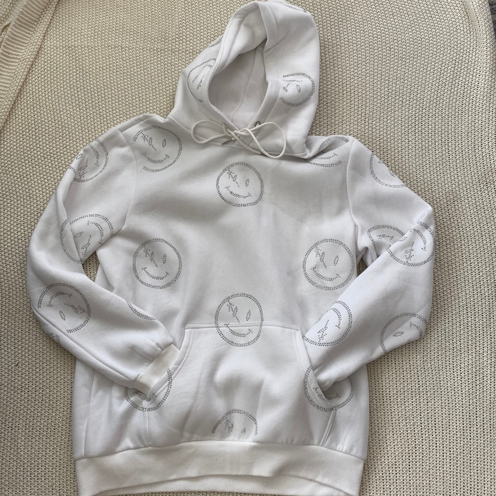 Rhinestone Smiley Face Hoodie